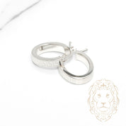 Hoops - Or 10K blanc ovale clé grecque & bords carrés  4mm X 13mm - BOG1333