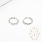 Huggies - Or 10K blanc semi-éternité pierres cz 2mm X 10mm - BOG1334