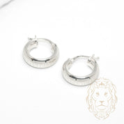 Hoops - Or 10K blanc puff clé grecque 6mm X 14mm - BOG1336