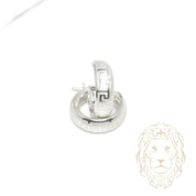 Hoops - Or 10K blanc puff clé grecque 6mm X 14mm - BOG1336