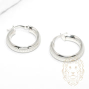 Hoops - Or 10K blanc puff clé grecque 6mm X 19mm - BOG1337