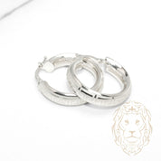 Hoops - Or 10K blanc puff clé grecque 6mm X 19mm - BOG1337