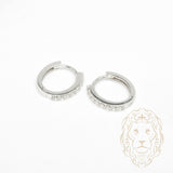 Hoops - Or 10K blanc ovale semi-éternité pierres cz 2mm X 11mm - BOG1338