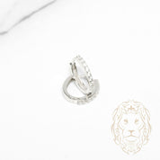 Hoops - Or 10K blanc ovale semi-éternité pierres cz 2mm X 11mm - BOG1338