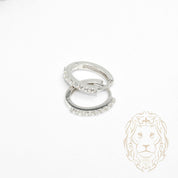 Hoops - Or 10K blanc ovale semi-éternité pierres cz 2mm X 11mm - BOG1338