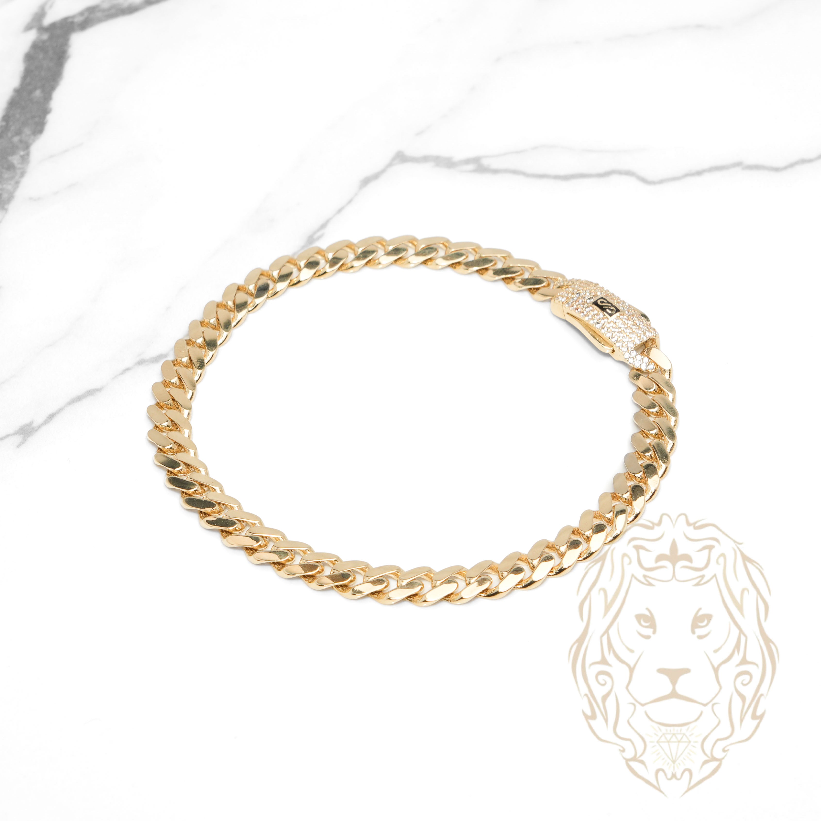 Bracelet - Or 10K jaune monaco 6.5mm & box lock pavé de cz - BRG976