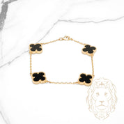 Bracelet - Or 10K jaune trèfles noirs 15mm - BRG975