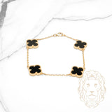 Bracelet - Or 10K jaune trèfles noirs 15mm - BRG975