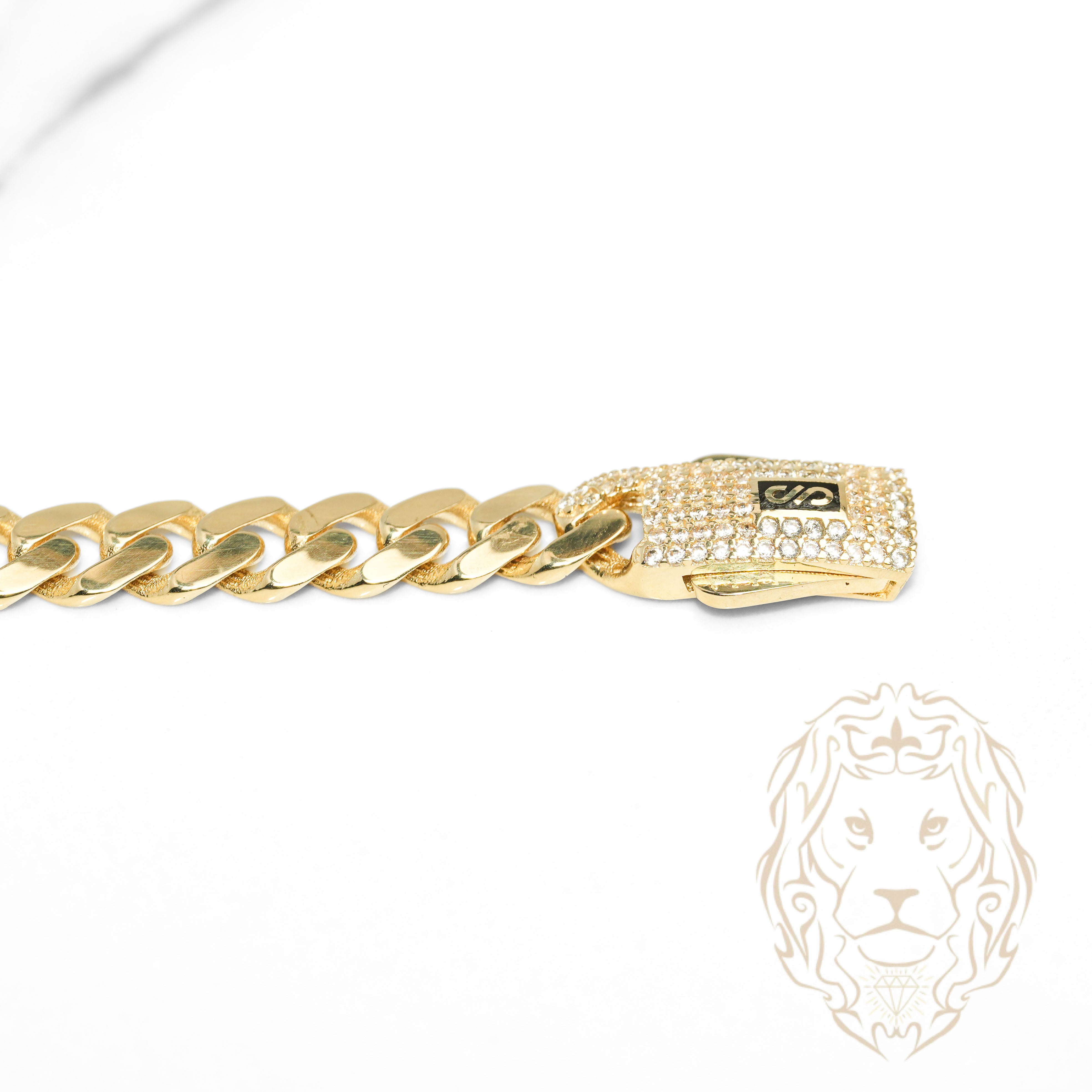 Bracelet - Or 10K jaune monaco 6.5mm & box lock pavé de cz - BRG976