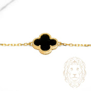 Bracelet - Or 10K jaune trèfles noirs 15mm - BRG975