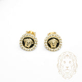 Studs - Or 10K jaune méduse halo pavé de cz - BOG1349
