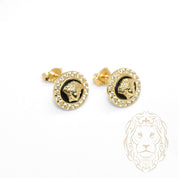 Studs - Or 10K jaune méduse halo pavé de cz - BOG1349