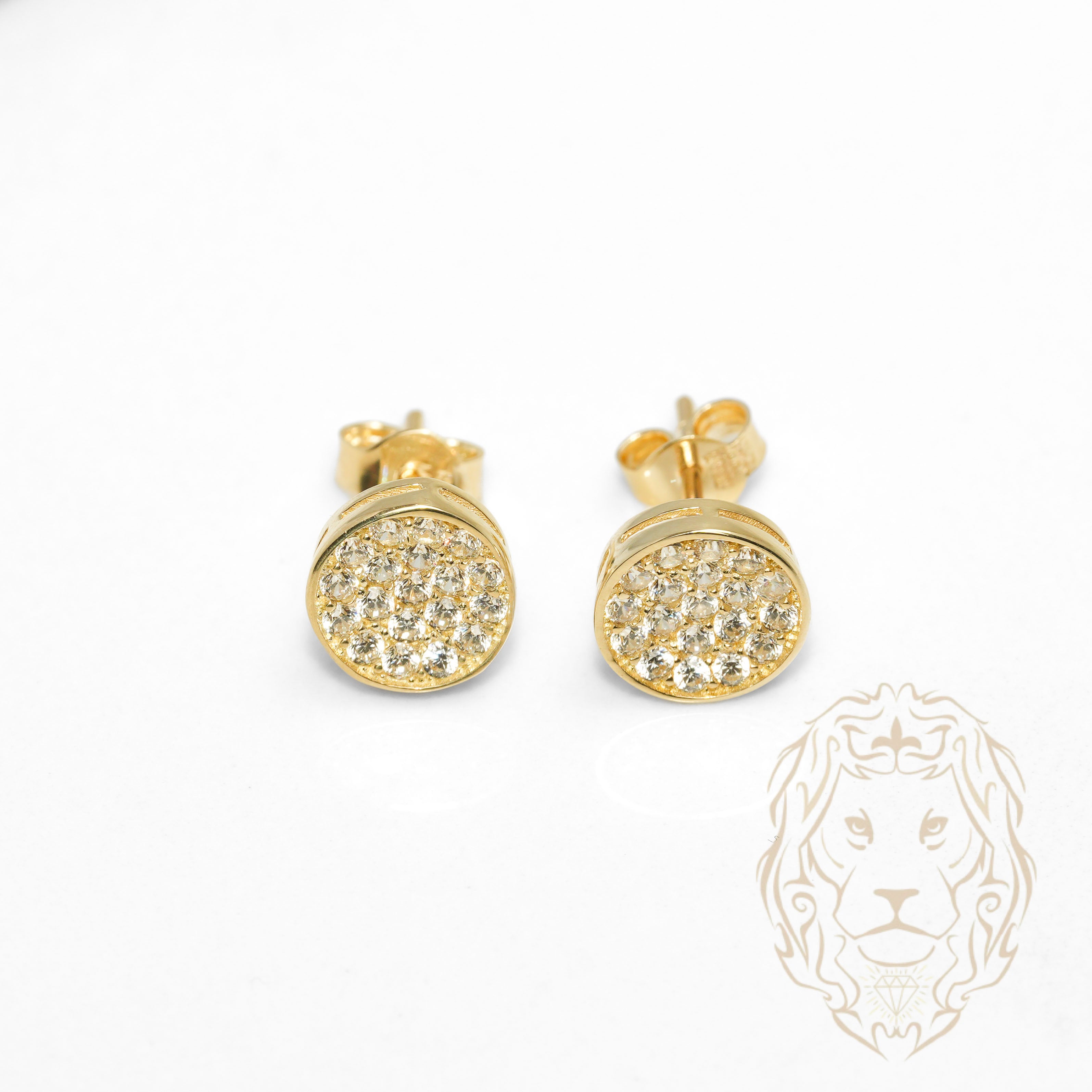 Studs - Or 10K jaune cercle pavé de cz - BOG1350