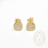 Studs - Or 10K jaune cercle pavé de cz - BOG1350