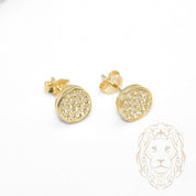 Studs - Or 10K jaune cercle pavé de cz - BOG1350