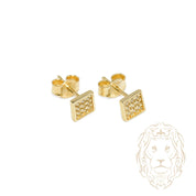 Studs - Or 10K jaune carré pavé de cz - BOG1351