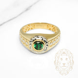 Bague - Or 10K deux tons jaune & blanc pierre cz verte - RIG1228