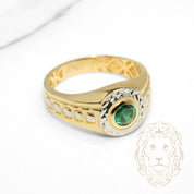Bague - Or 10K deux tons jaune & blanc pierre cz verte - RIG1228