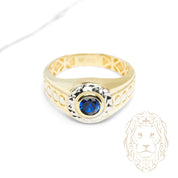 Bague - Or 10K deux tons jaune & blanc pierre cz bleue - RIG1229
