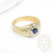 Bague - Or 10K deux tons jaune & blanc pierre cz bleue - RIG1229