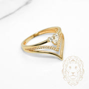Bague - Or 10K jaune wishbone stack pavé de cz - RIG1230