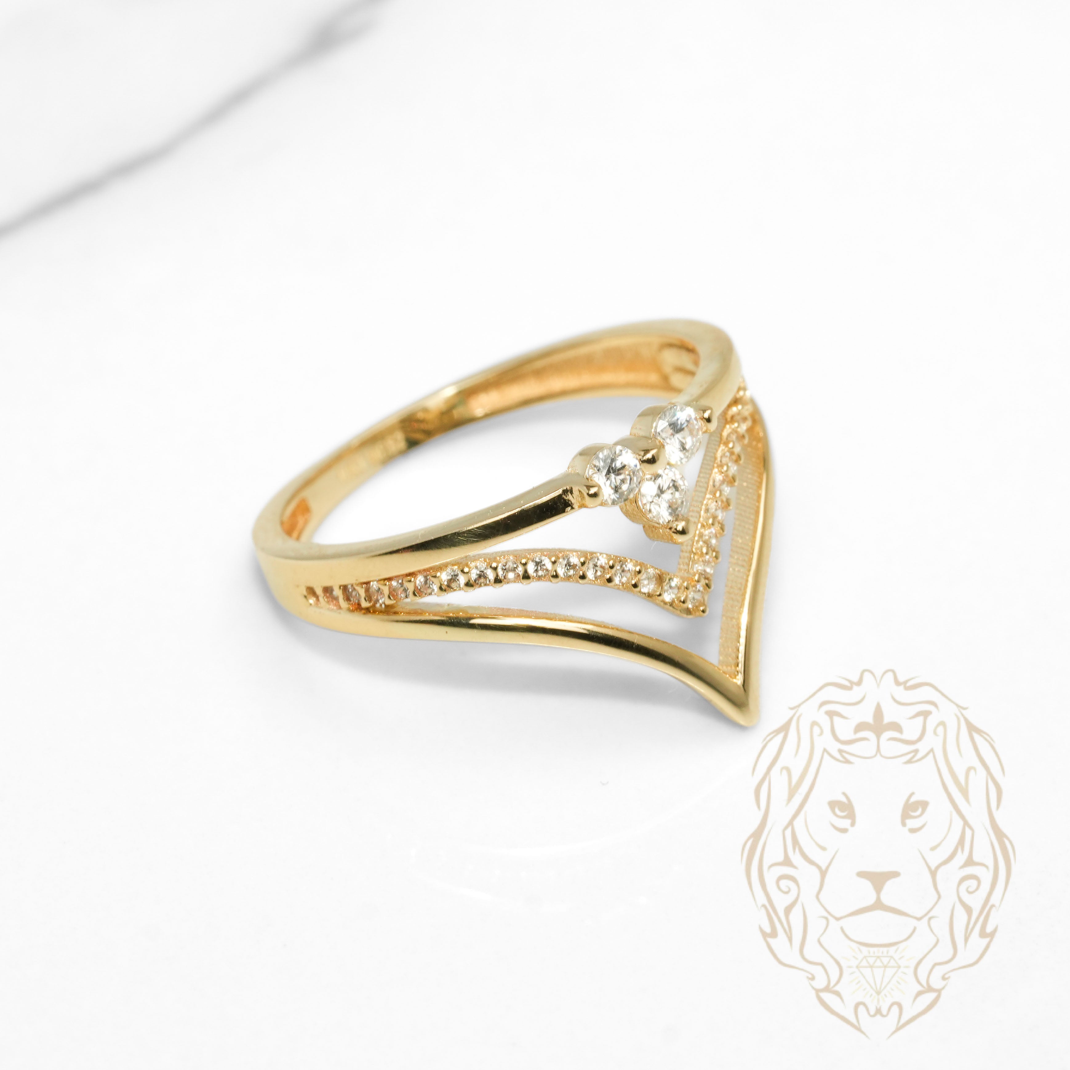Bague - Or 10K jaune wishbone stack pavé de cz - RIG1230