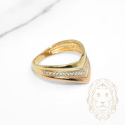 Bague - Or 10K tricolore jaune, blanc & rose trinity wishbone pavé de cz - RIG1231