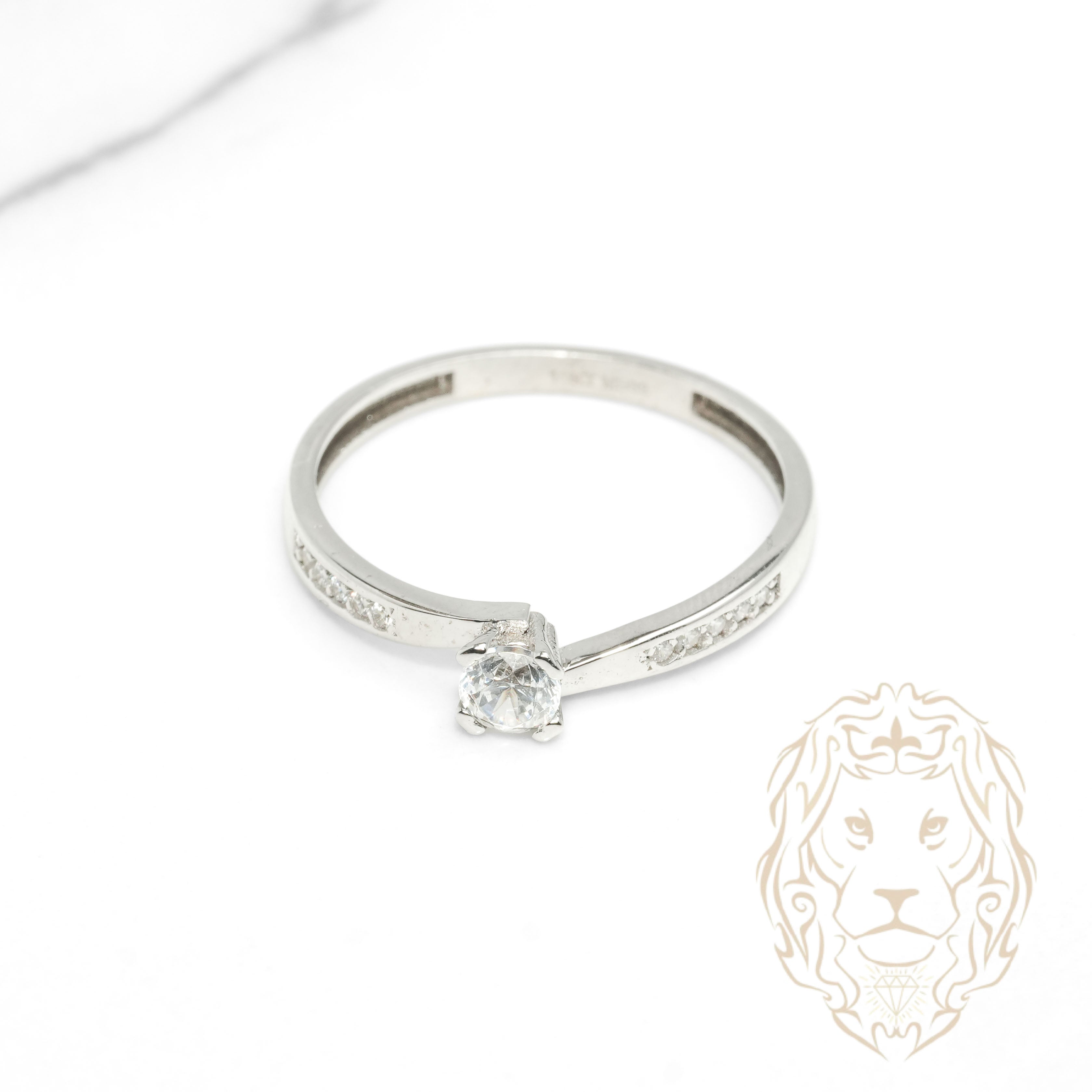 Bague - Or 10K blanc pierre cz coupe ronde - RIG1232