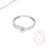 Bague - Or 10K blanc pierre cz coupe ronde - RIG1232