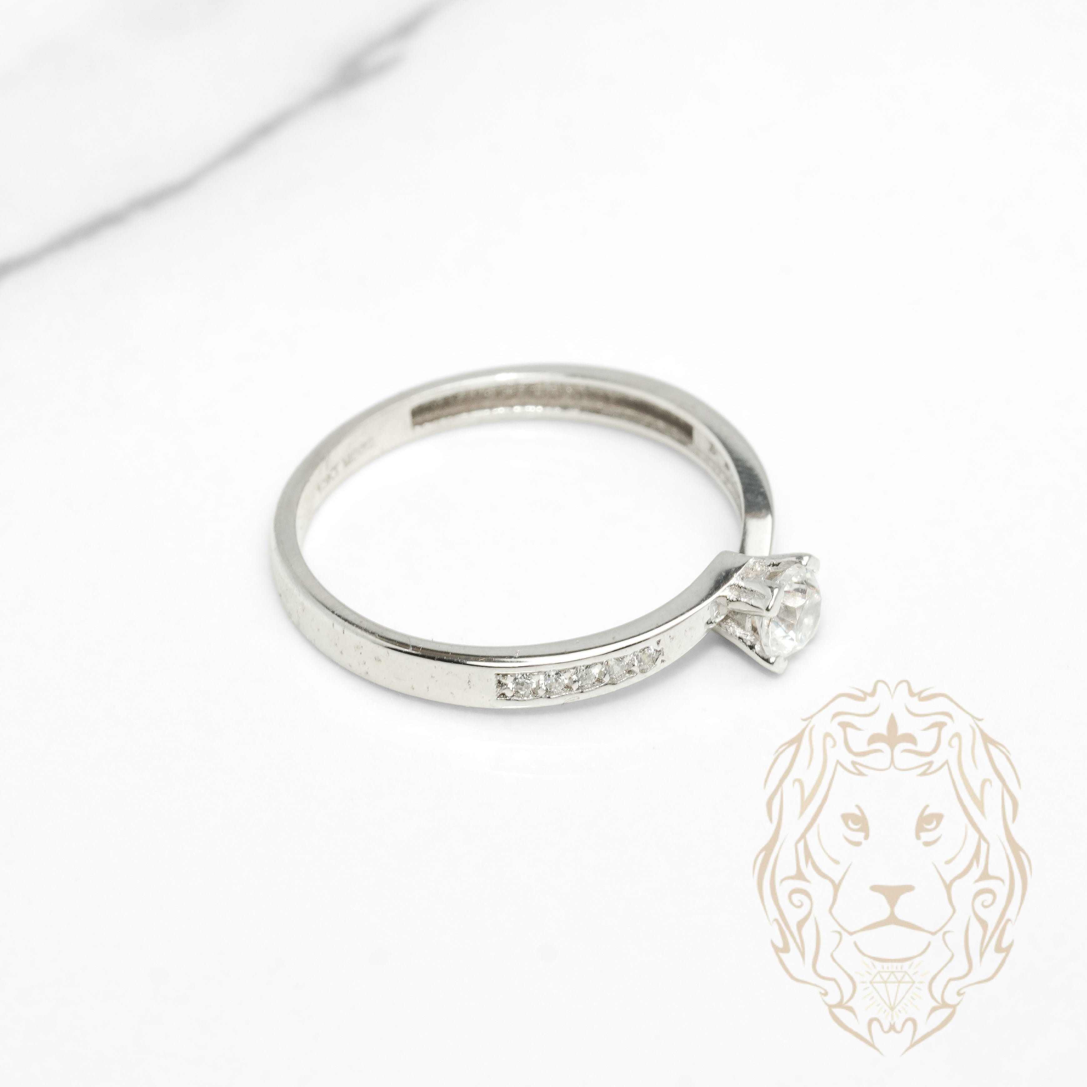 Bague - Or 10K blanc pierre cz coupe ronde - RIG1232