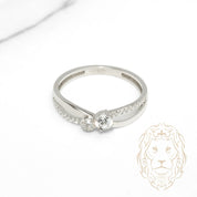 Bague - Or 10K blanc croisé pierres cz - RIG1233
