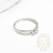 Bague - Or 10K blanc croisé pierres cz - RIG1233