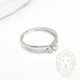 Bague - Or 10K blanc croisé pierres cz - RIG1233