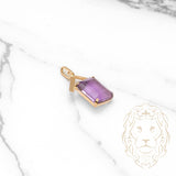 Pendentif - Or 18K jaune pierre mauve coupe émeraude - PEG521