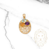 Pendentif - Or 18K jaune tournesol & pierres multicolores cz - PEG522
