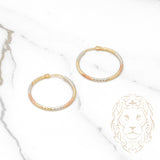 Hoops - Or 10K tricolore jaune, blanc & rose coupe diamant 1.5mm X 20mm - BOG471