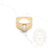 Bague - Or 10K deux tons jaune & blanc tête de panthère & maillons cuban link - RIG504