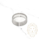 Bague jonc - Or 10K blanc rayée avec pierres cz - RIG511