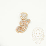 Pendentif - Or 10K deux tons jaune & blanc "J" avec bélière en forme de cœur pavé de diamants lab 1.2CT - PEGL017