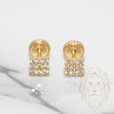 Studs à visser - Or 10K jaune carré pavé cz - BOG650