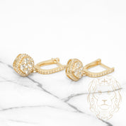 Huggies - Or 10K jaune halo carré composite pavé cz pendante avec fermeture à loquet - BOG498