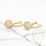 Huggies - Or 10K jaune halo carré composite pavé cz pendante avec fermeture à loquet - BOG498