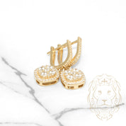 Huggies - Or 10K jaune halo carré composite pavé cz pendante avec fermeture à loquet - BOG498