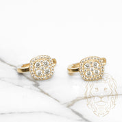 Huggies - 10K Yellow Gold Square Halo Composite Pavé CZ with Latch Closure - BOG519