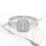 Bague - Or 10K blanc halo carré composite pavé cz - RIG520