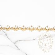 Bracelet - 10K Yellow Gold with Oval and Round Cut CZ Stones 7.25" - BRG420