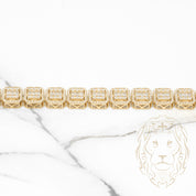 Bracelet - 10K Yellow Gold Eternity Octagonal Halo Pavé with Round & Baguette CZ 7.25" - BRG422