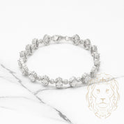 Bracelet - 10K White Gold with Oval and Round Cut CZ Stones 7.25" - BRG430