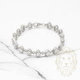 Bracelet - Or 10K blanc orné de pierres cz coupe ovale et ronde 7.25" - BRG430