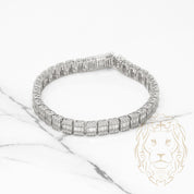 Bracelet - 10K White Gold Eternity Pavé with Baguette & Round Cut CZ Stones 7.25" - BRG424